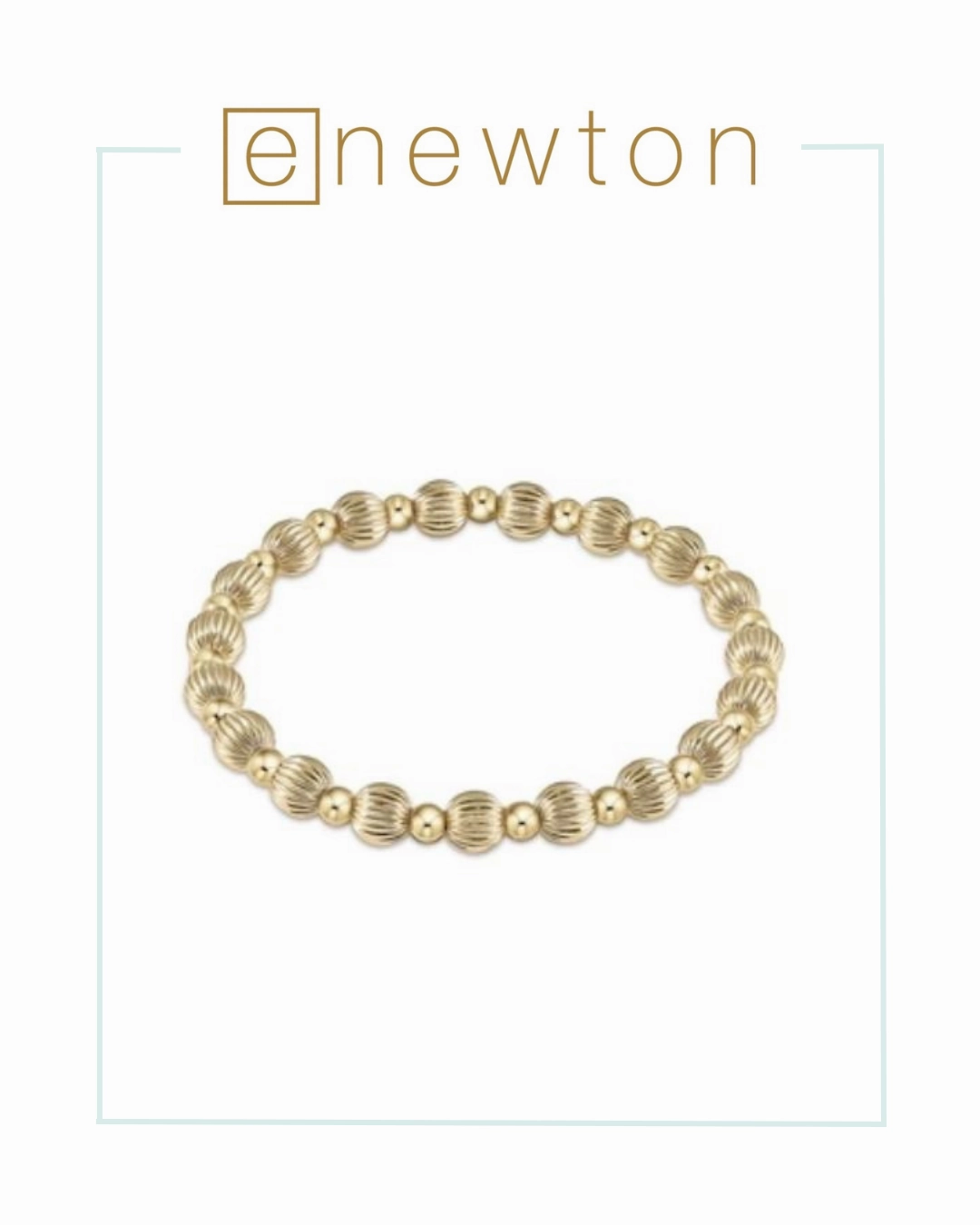 E Newton Dignity Grateful Pattern 6mm Bead Bracelet - Gold