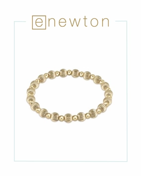 E Newton Dignity Grateful Pattern 6mm Bead Bracelet - Gold
