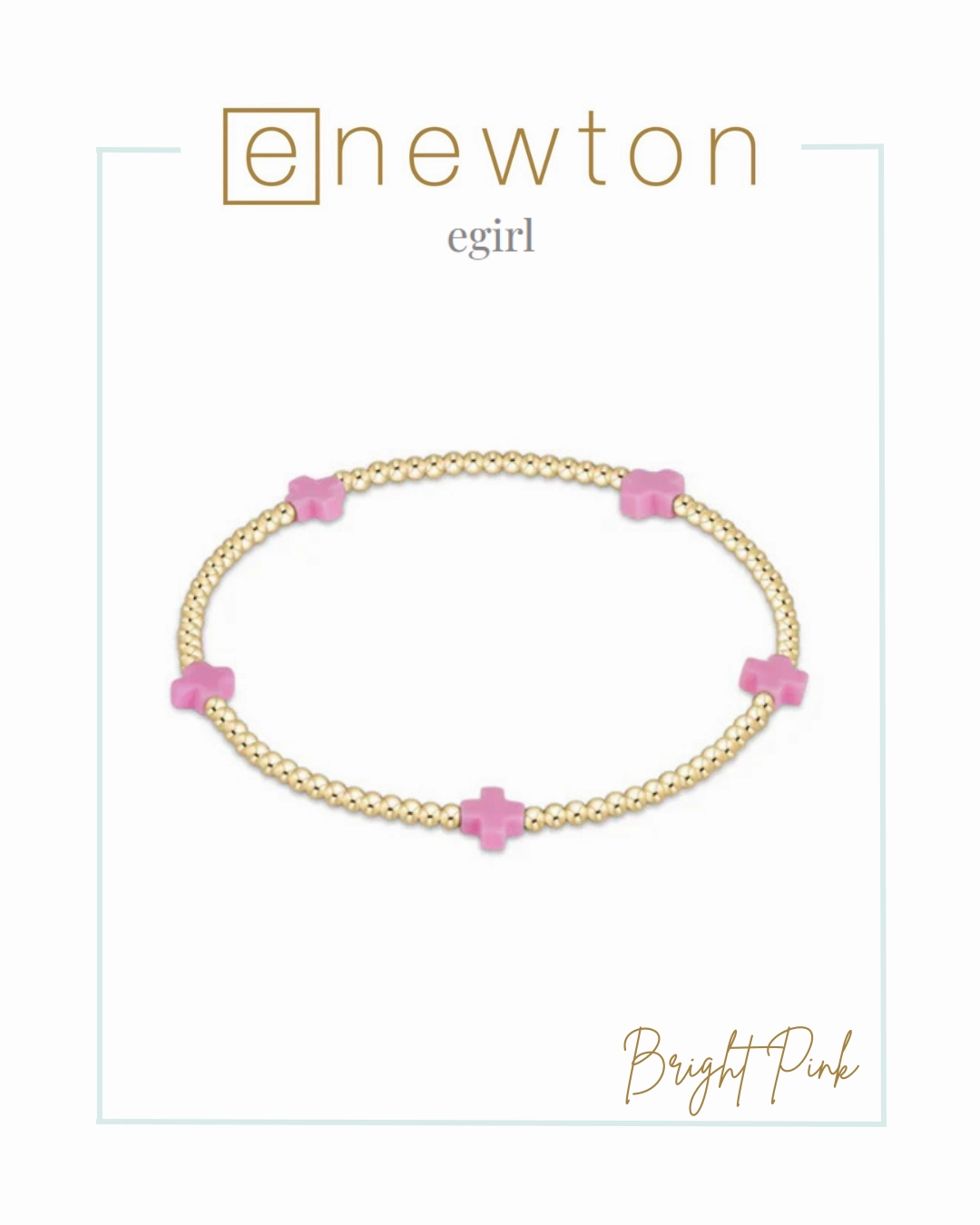 E Newton EGirl | Signature Cross Small Gold Pattern 2mm Bead Bracelet