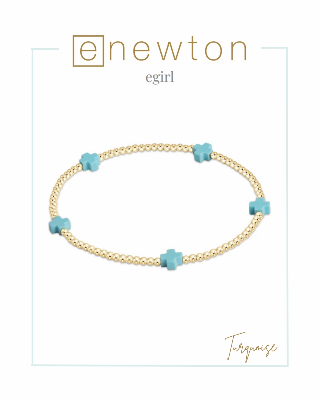 E Newton EGirl | Signature Cross Small Gold Pattern 2mm Bead Bracelet