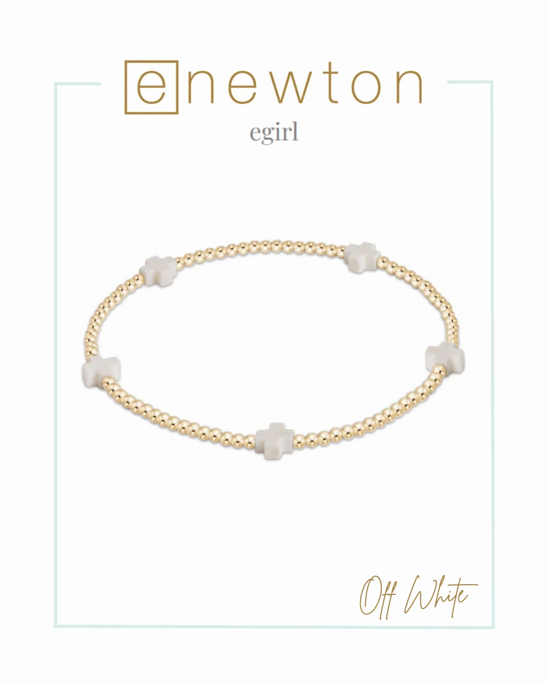 E Newton EGirl | Signature Cross Small Gold Pattern 2mm Bead Bracelet