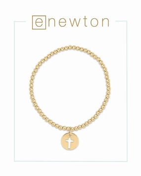 E Newton Extends | Classic Gold 3mm Bead Bracelet - Blessed Gold Disc