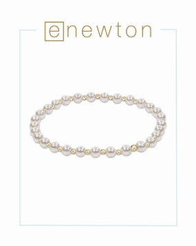 E Newton Extends | Classic Grateful Pattern 4mm Bead Bracelet - Pearl