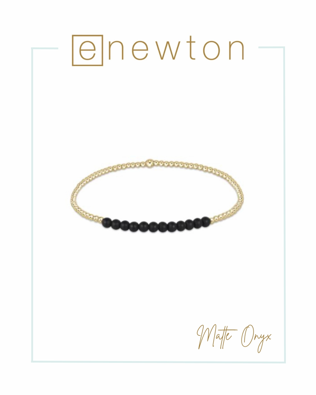 E Newton Gold Bliss 2mm Bead Bracelet - Matte Onyx