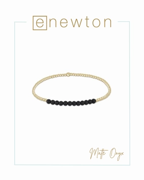 E Newton Gold Bliss 2mm Bead Bracelet - Matte Onyx