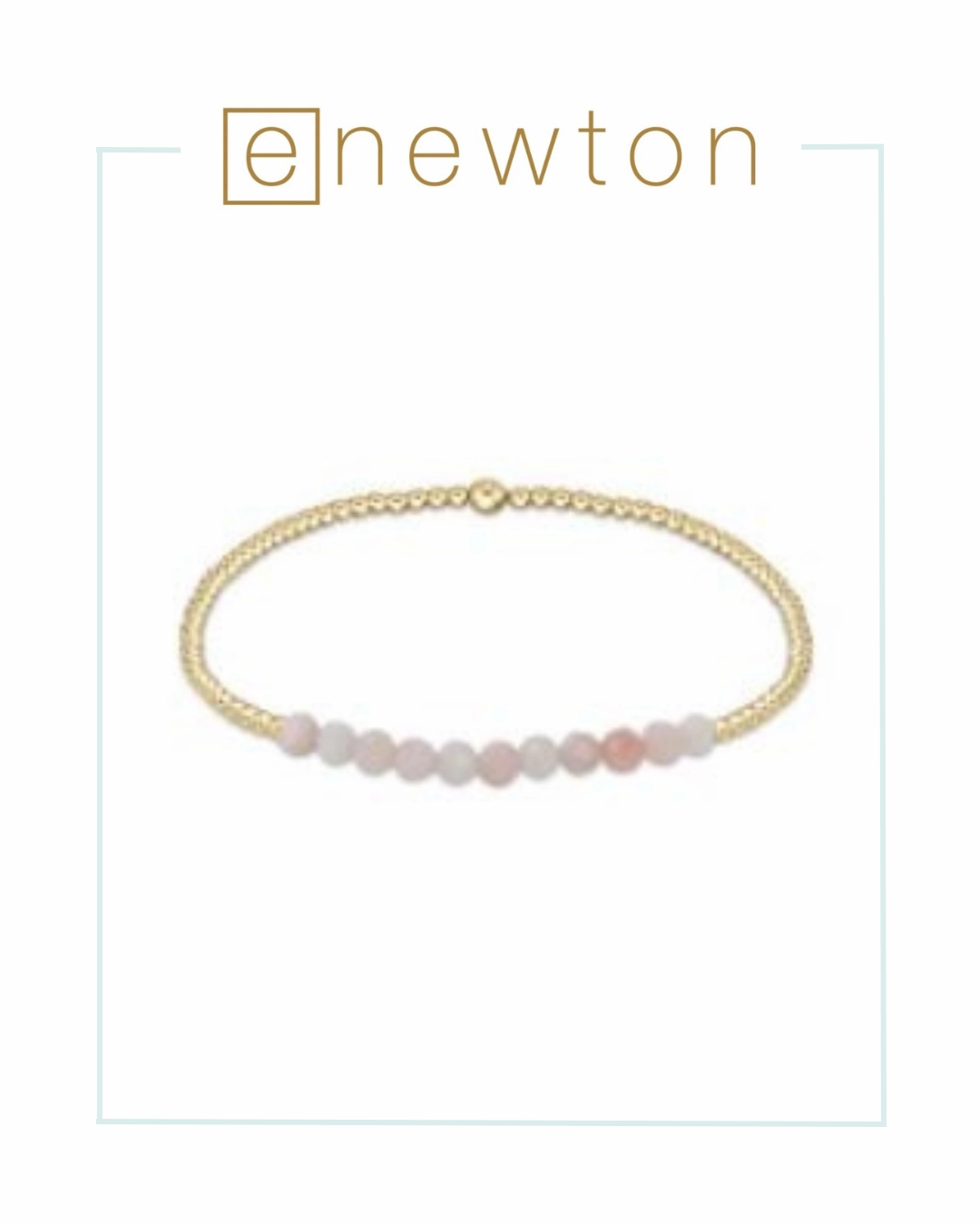 E Newton Gold Bliss 2mm Bead Bracelet - Pink Opal