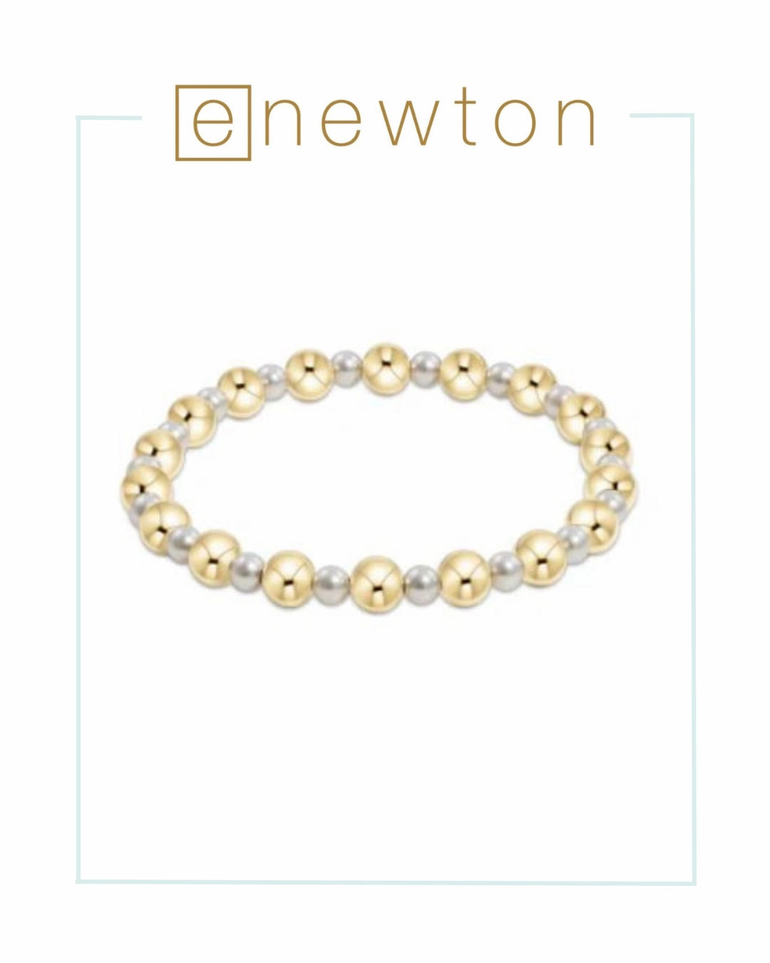 E Newton Pearl Grateful Pattern 4mm Bead Bracelet - 6mm Gold