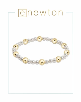 E Newton Pearl Sincerity Pattern 4mm Bead Bracelet - 6mm Gold