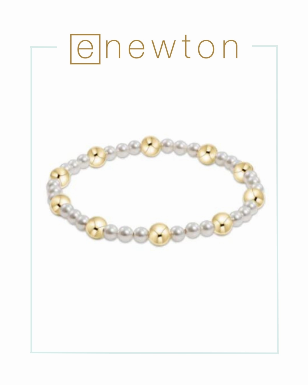 E Newton Pearl Sincerity Pattern 4mm Bead Bracelet - 6mm Gold
