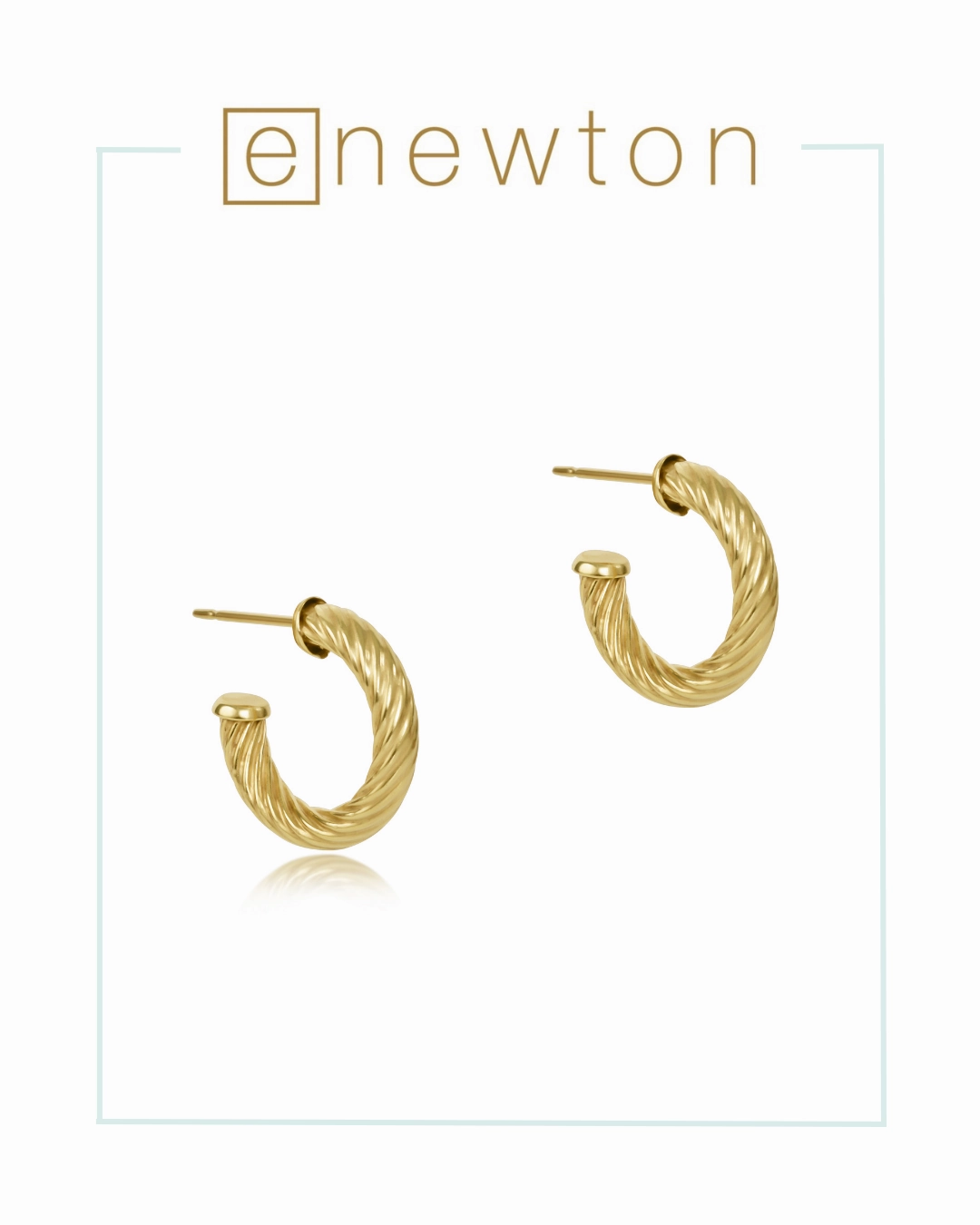 E Newton Round Gold Post Hoop 4mm - Textured Twist