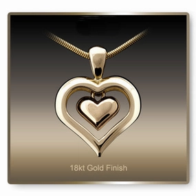 Eternity Heart 18k Gold Finish Cremation Necklace