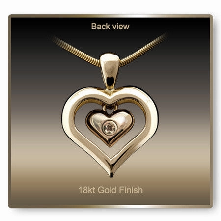 Eternity Heart 18k Gold Finish Cremation Necklace
