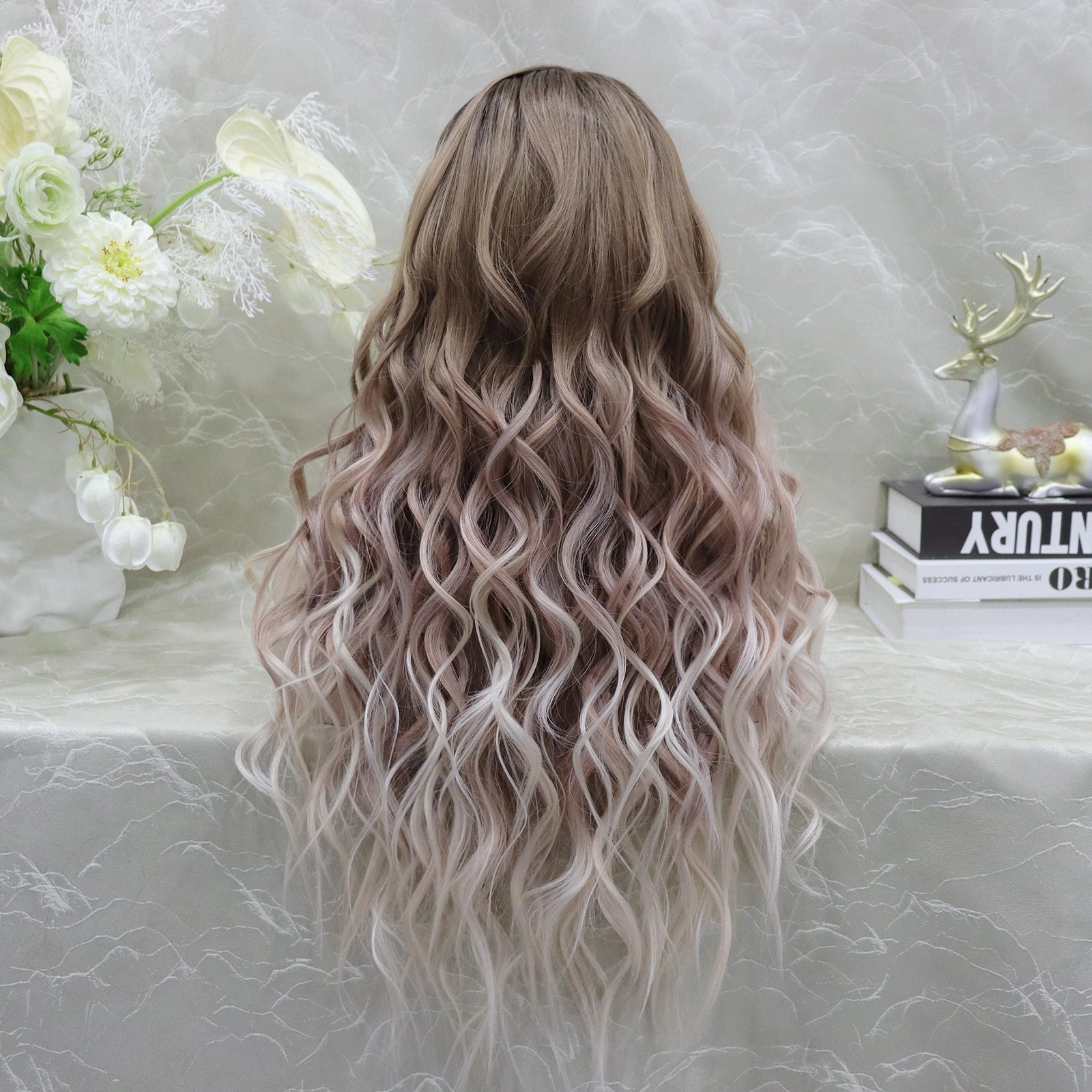 IMstyle Amelia glueless Apricot color with wavy style 13*4 free parting with adjustable bands