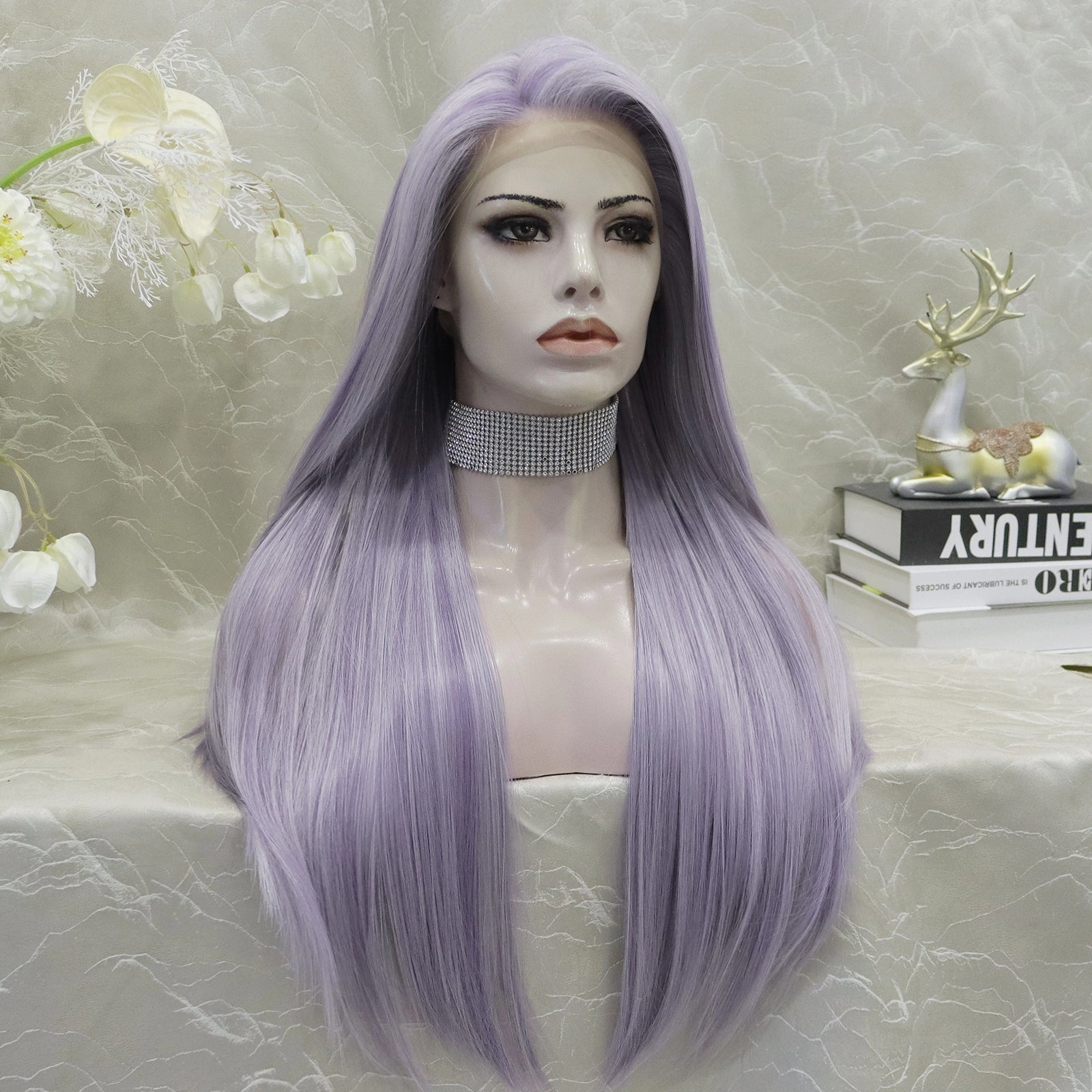 IMstyle Angel Purple and white Highlight Lace Front synthetic wig 13*4 Free parting