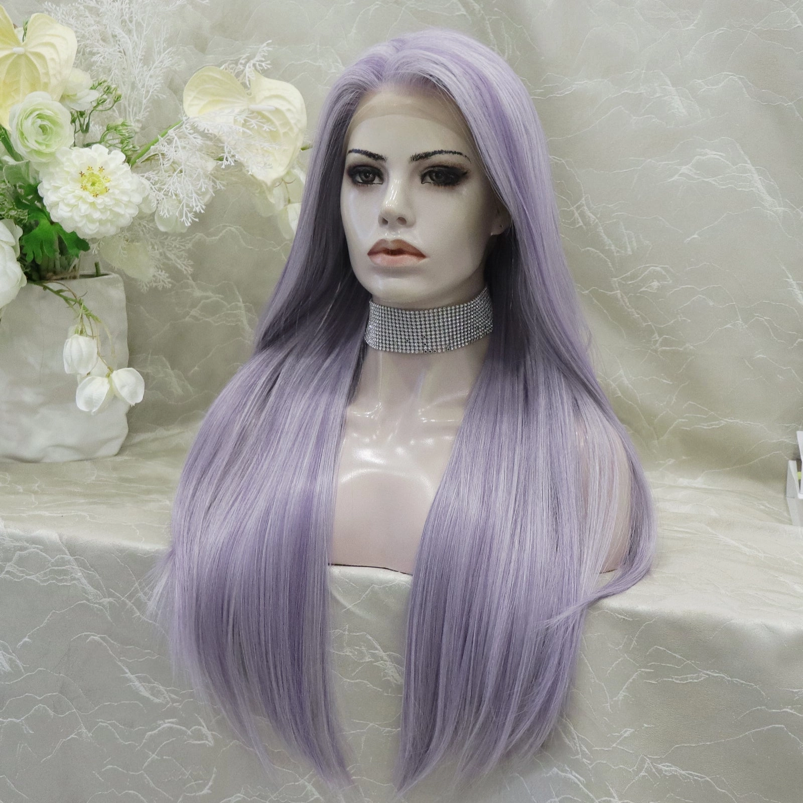 IMstyle Angel Purple and white Highlight Lace Front synthetic wig 13*4 Free parting