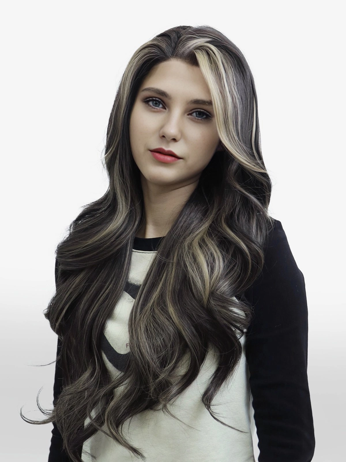 IMstyle Chrissy Tea Black with Highlight 28inches layer Cut Free part Lace Front Wig Daily-F100-2450 (SharaCollection)