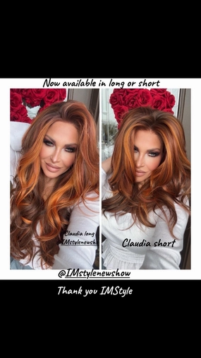 IMstyle Claudia 28inches Copper Red Hair Layer Cut 13*4 Lace Front wigs free Parting-F100-1T2436 (Shara)