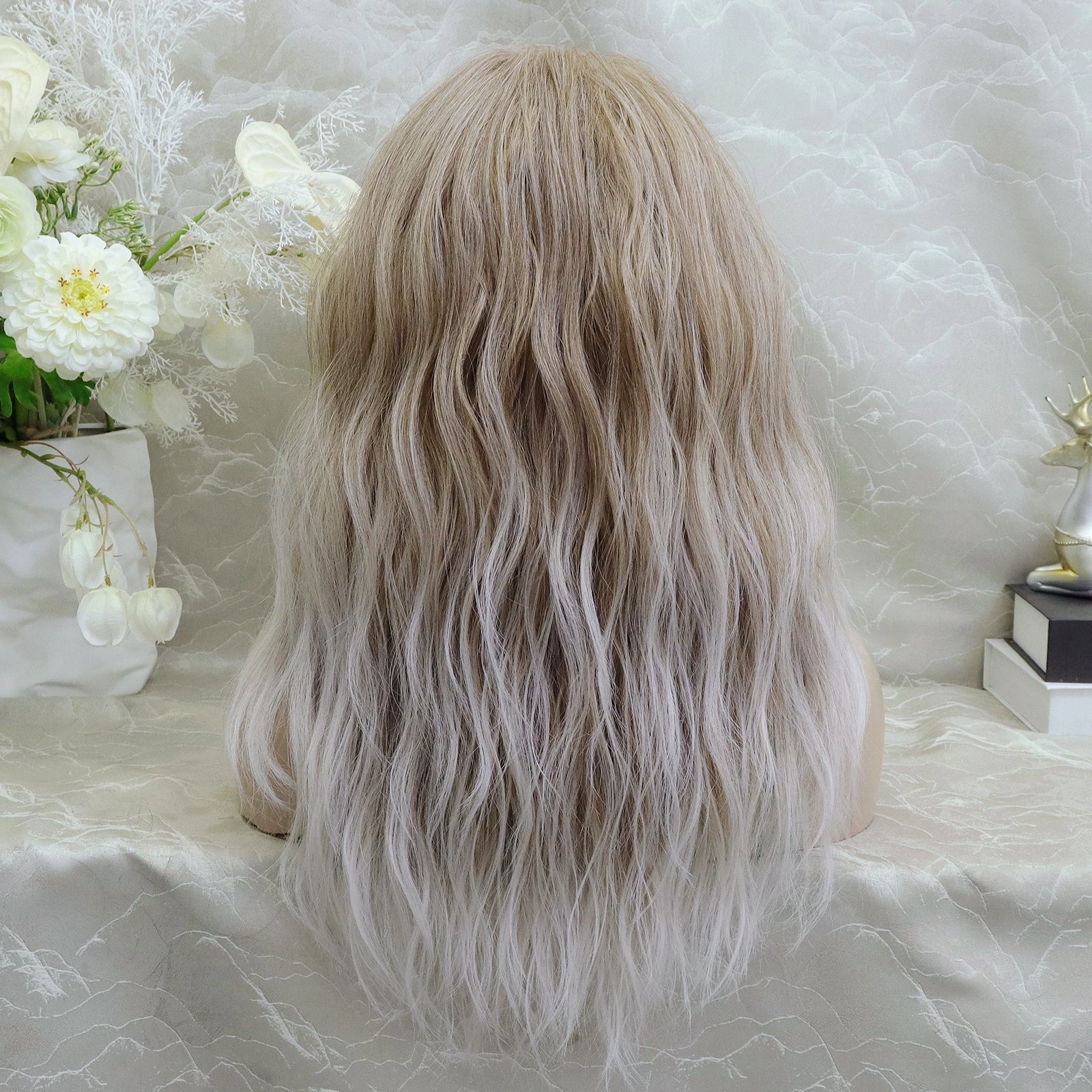 IMstyle Karissa 13*4 free part low density big volum glueless pre pluck dark blonde to white blonde 22 inches natural curls lace front wigs