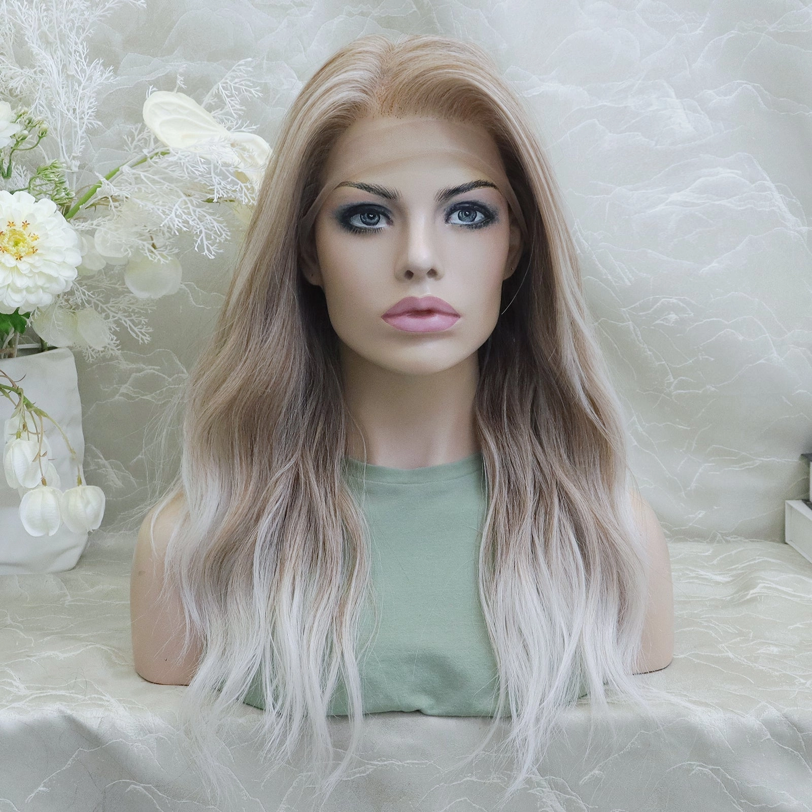 IMstyle Karissa 13*4 free part low density big volum glueless pre pluck dark blonde to white blonde 22 inches natural curls lace front wigs