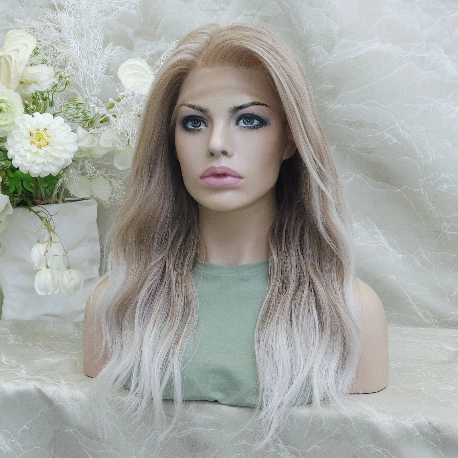 IMstyle Karissa 13*4 free part low density big volum glueless pre pluck dark blonde to white blonde 22 inches natural curls lace front wigs