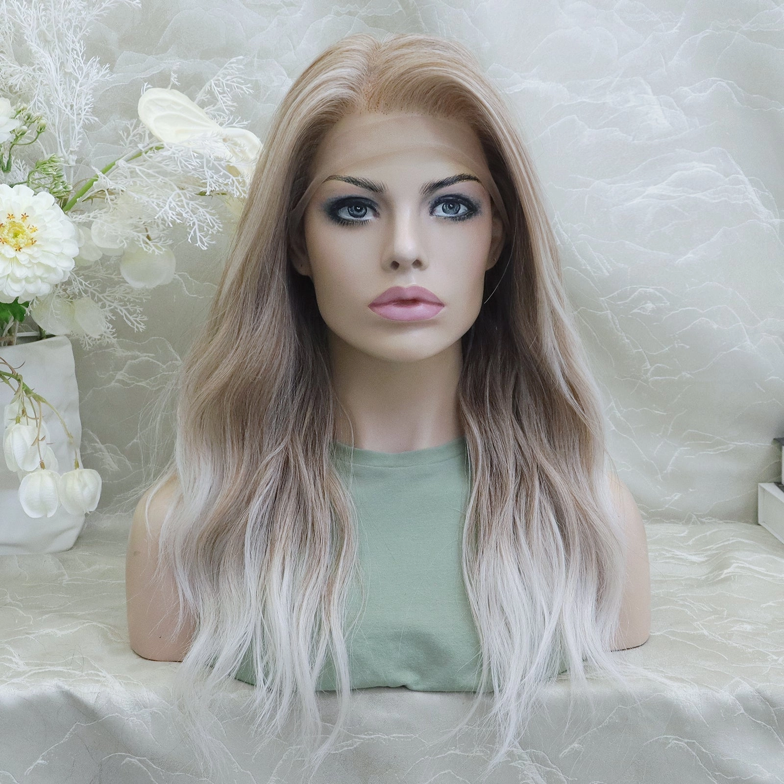 IMstyle Karissa 13*4 free part low density big volum glueless pre pluck dark blonde to white blonde 22 inches natural curls lace front wigs