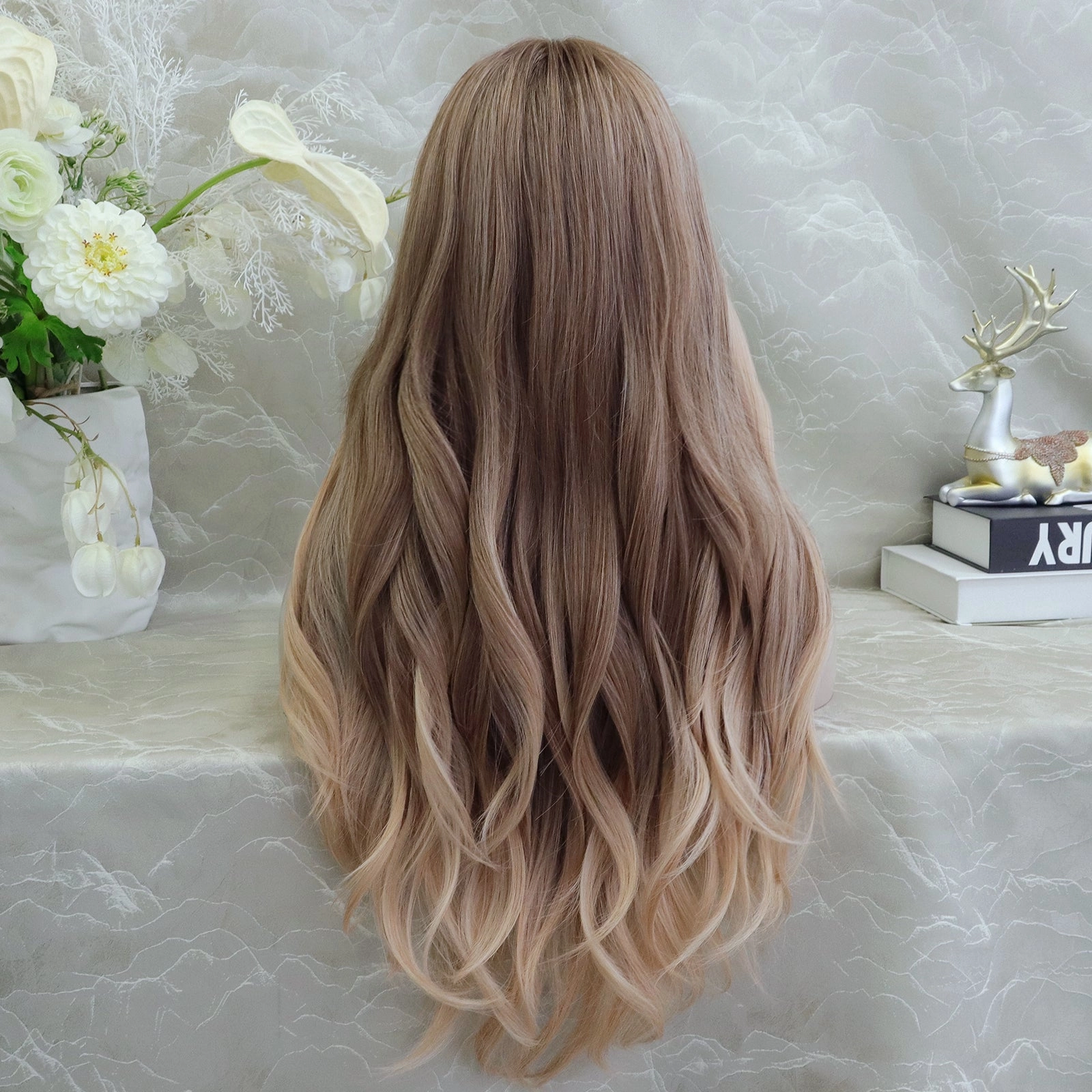 IMstyle Kristy pre plucked strawberry blonde with money piece 26inches glue less lace front wigs