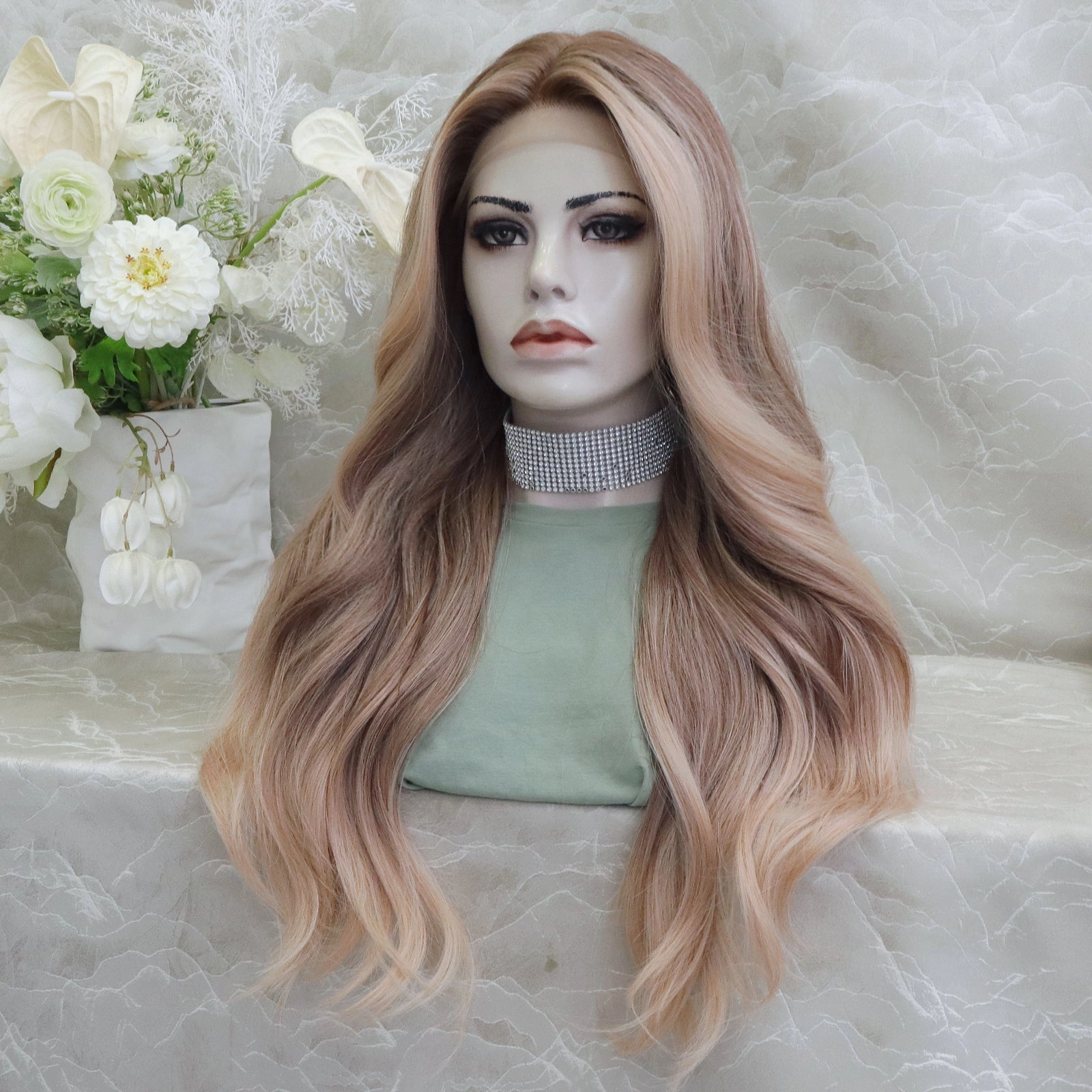 IMstyle Kristy pre plucked strawberry blonde with money piece 26inches glue less lace front wigs