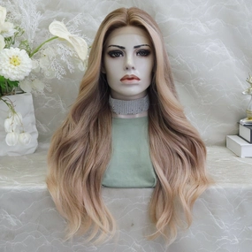 IMstyle Kristy pre plucked strawberry blonde with money piece 26inches glue less lace front wigs