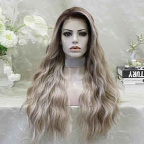 IMstyle Lily Blonde with Dark root 13*4 lace Front Synthetic wig Free parting
