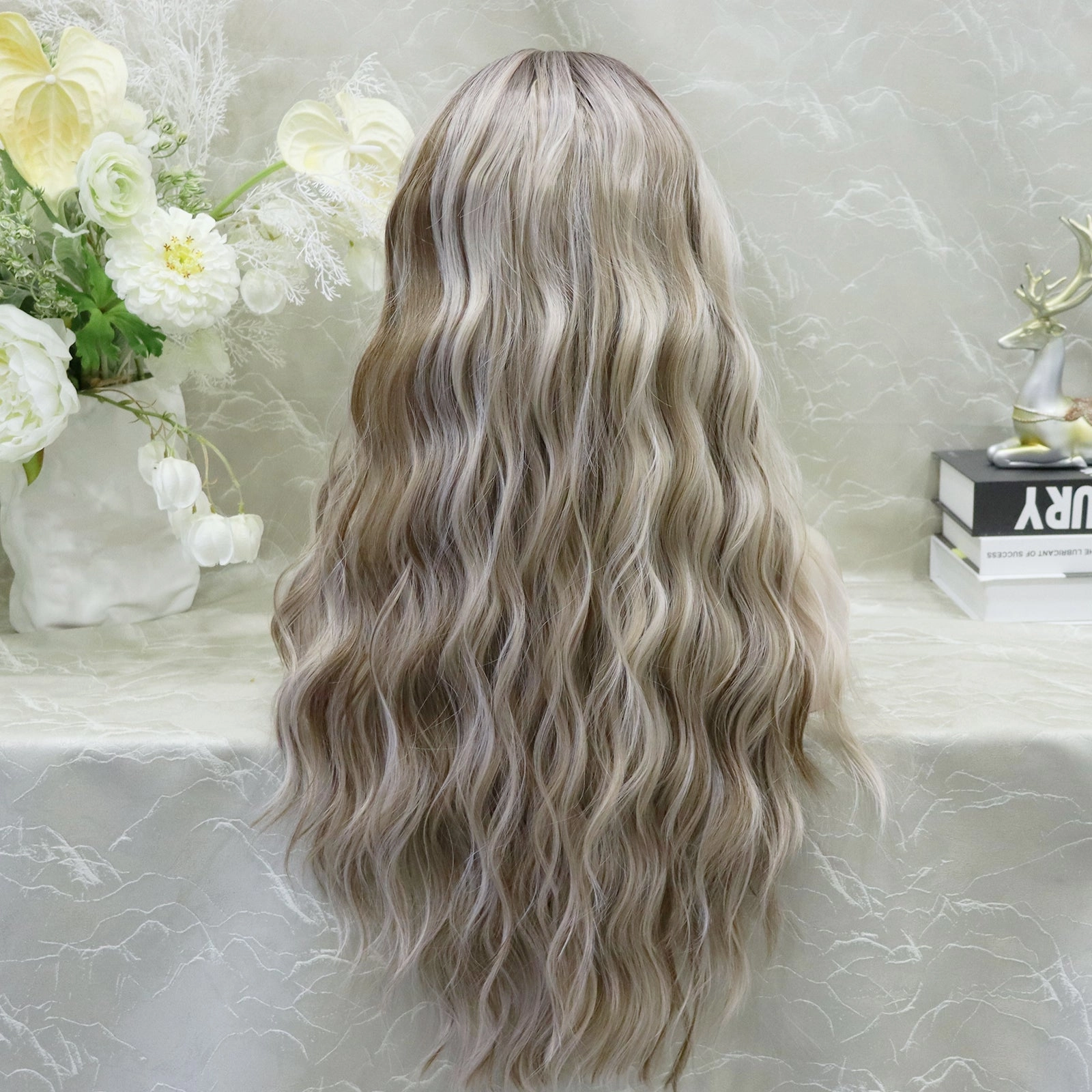 IMstyle Lily Blonde with Dark root 13*4 lace Front Synthetic wig Free parting
