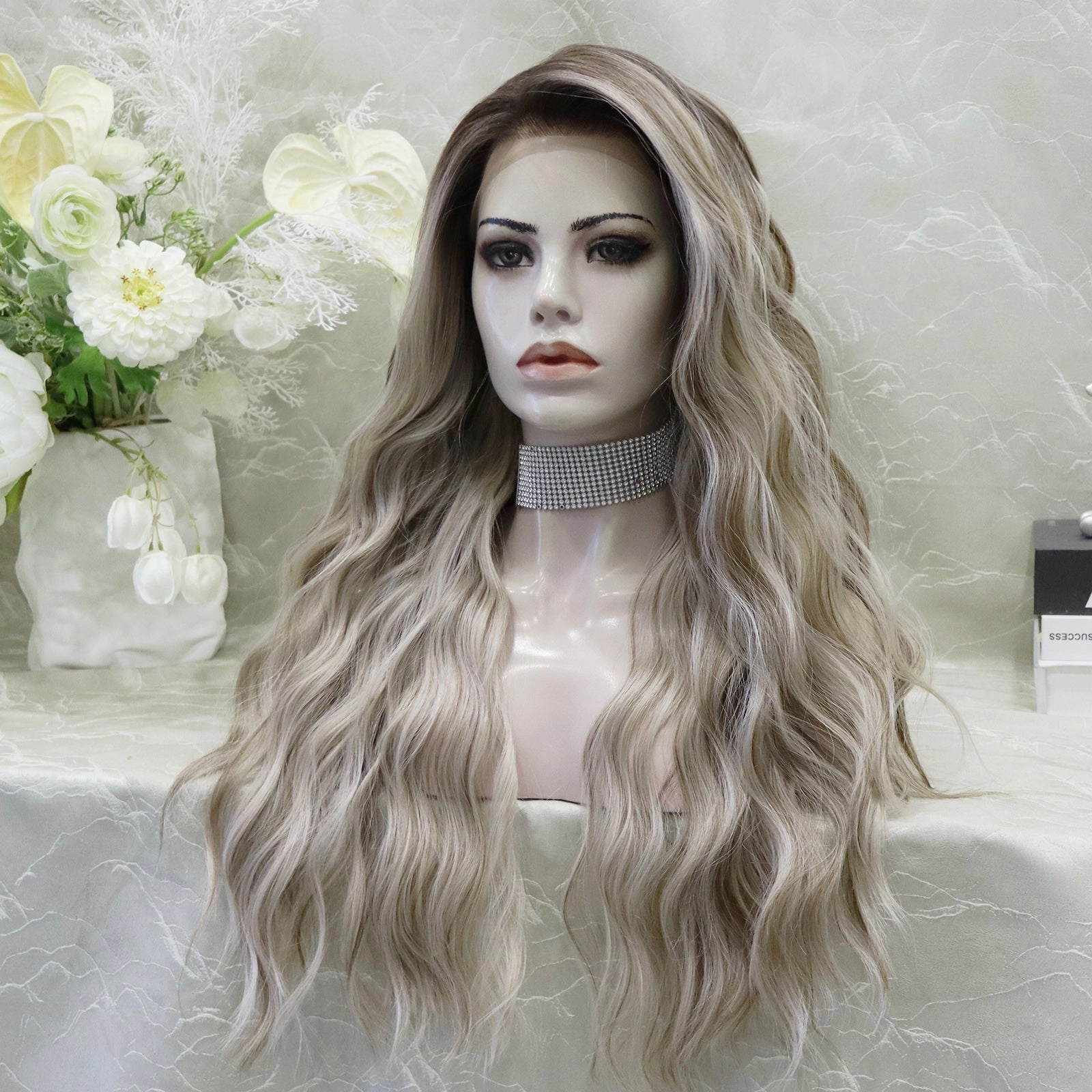 IMstyle Lily Blonde with Dark root 13*4 lace Front Synthetic wig Free parting