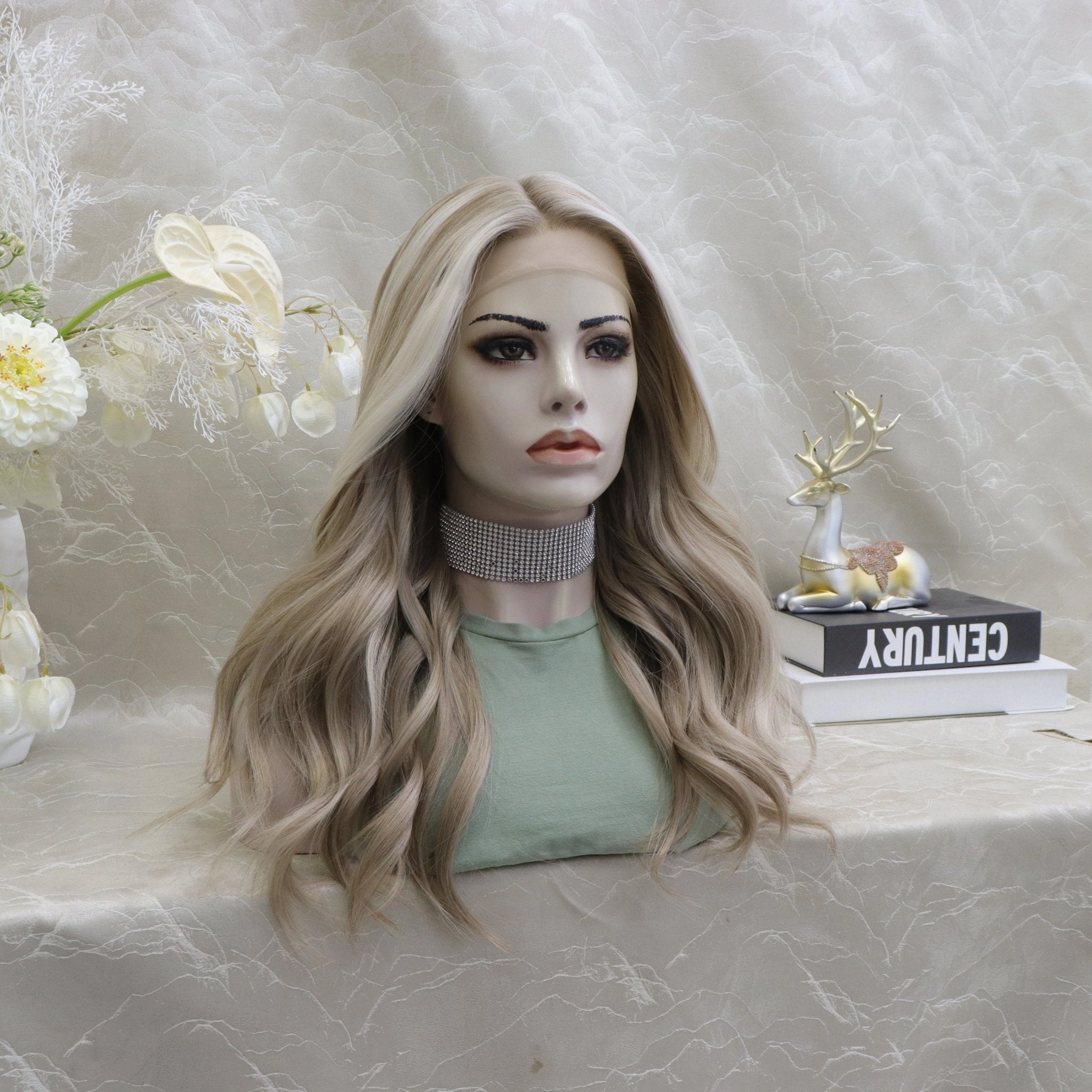 IMstyle Lona ash blonde with big highlights Tpart lace front glue less TK112-2418