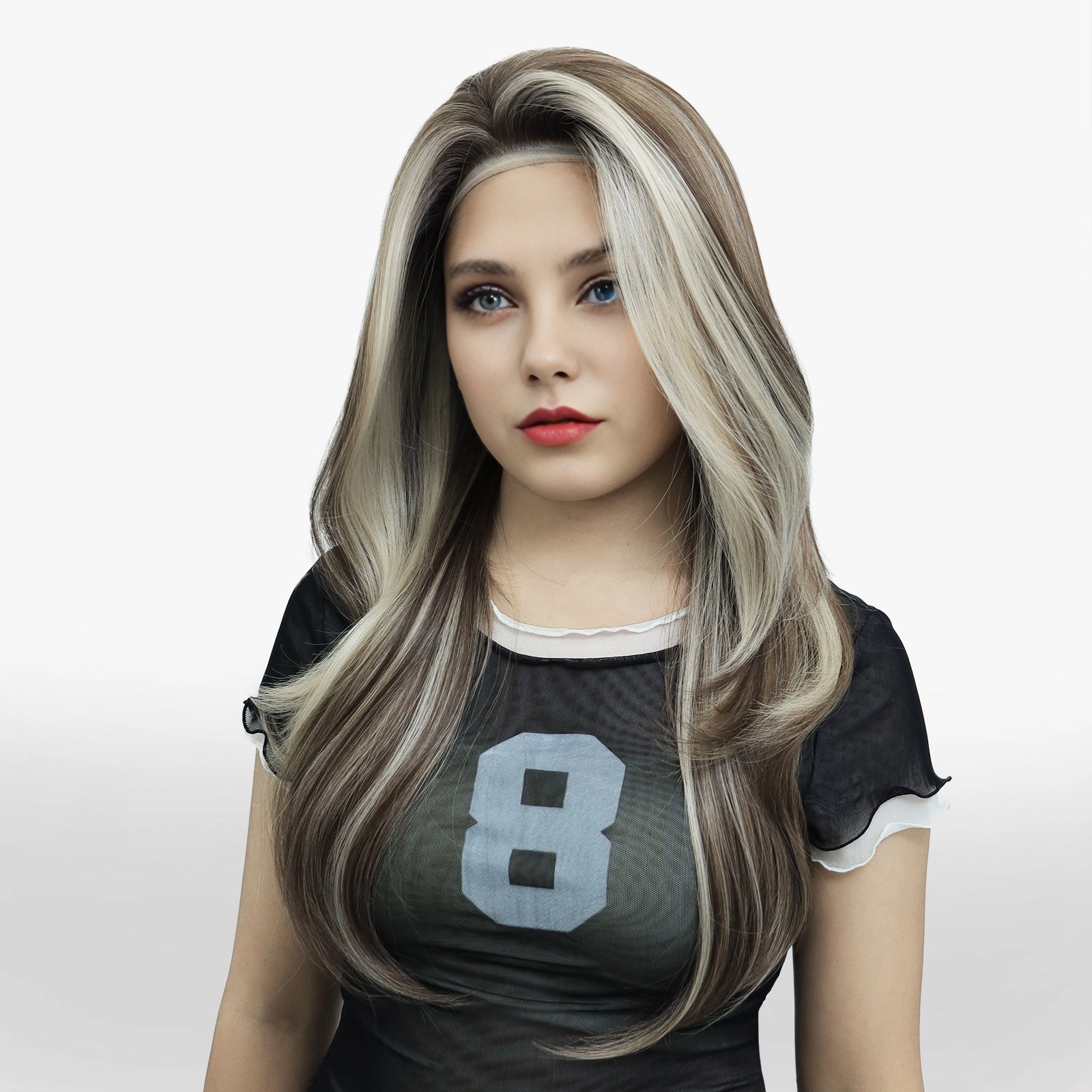 IMstyle MOCHA 13*4 glueless mocha brown with natural light blonde highlight free part Lace Front wig Heat Resistant