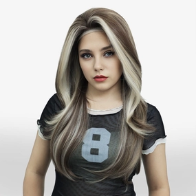 IMstyle MOCHA 13*4 glueless mocha brown with natural light blonde highlight free part Lace Front wig Heat Resistant