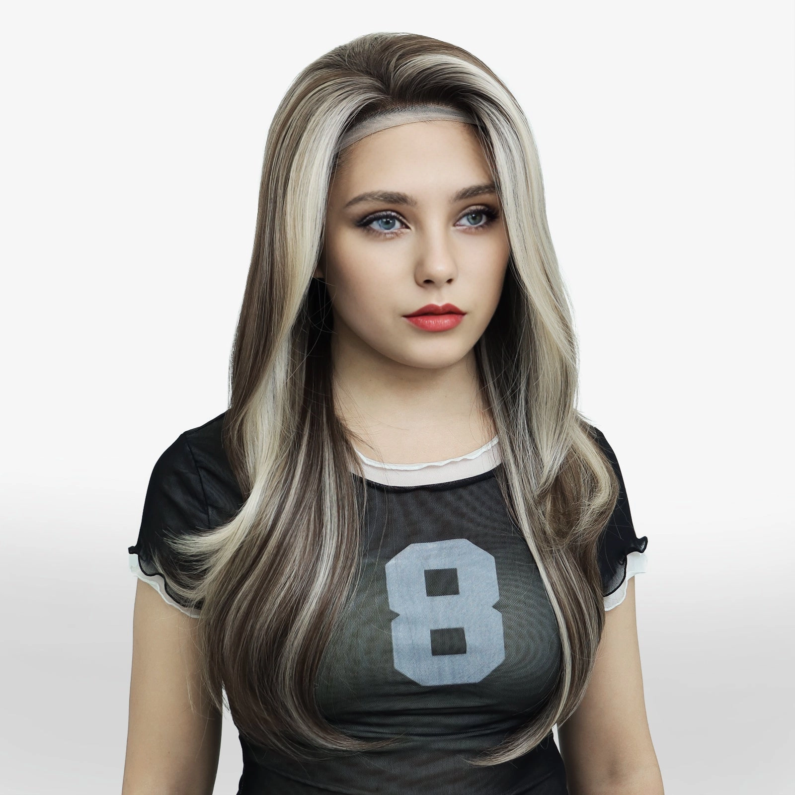 IMstyle MOCHA 13*4 glueless mocha brown with natural light blonde highlight free part Lace Front wig Heat Resistant