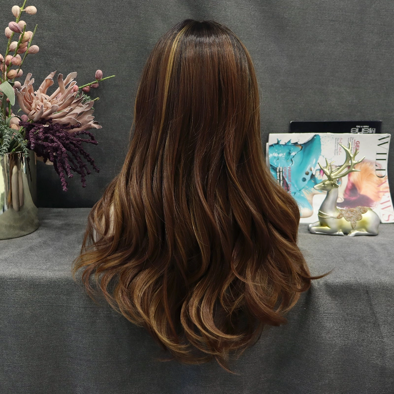 IMstyle Remy yellow brown with dark root layer cut 24 inches T part lace front glueless wigs（ThehairhoneysCollection）