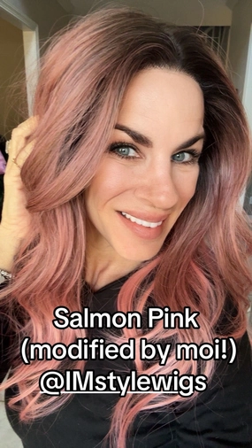 IMstyle Salmon pink   Elsa glueless T part salmon pink with dart rooting