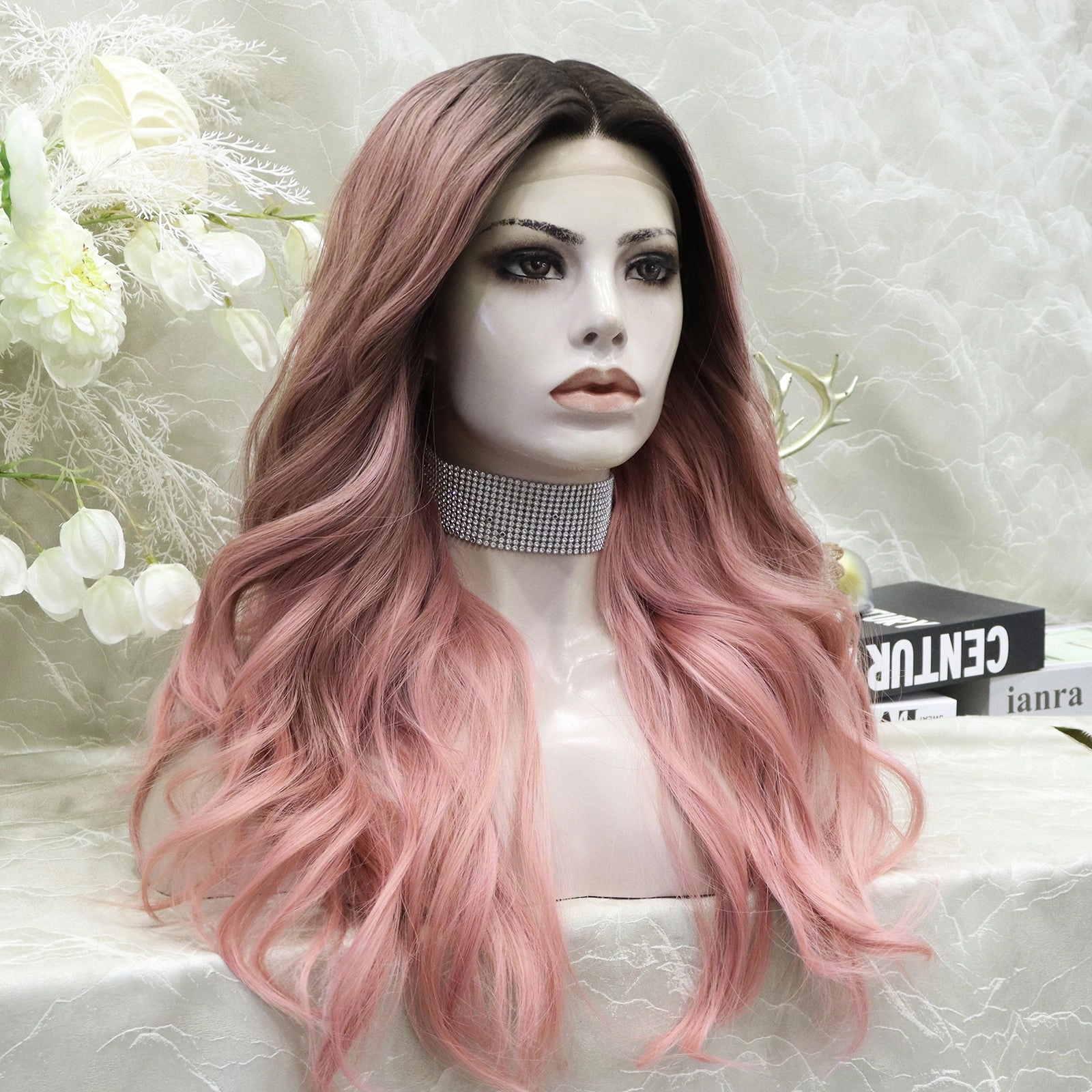IMstyle Salmon pink   Elsa glueless T part salmon pink with dart rooting