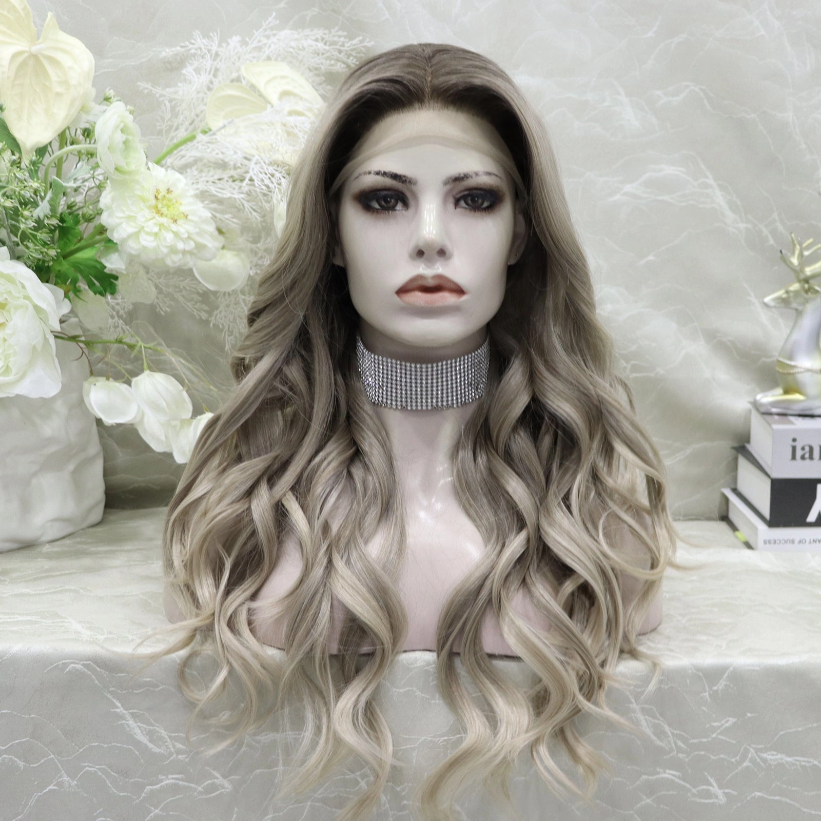 IMstyle Shastina New big Lace Free parting ashy Blonde with Soft rooting 13*4 (Nicole)
