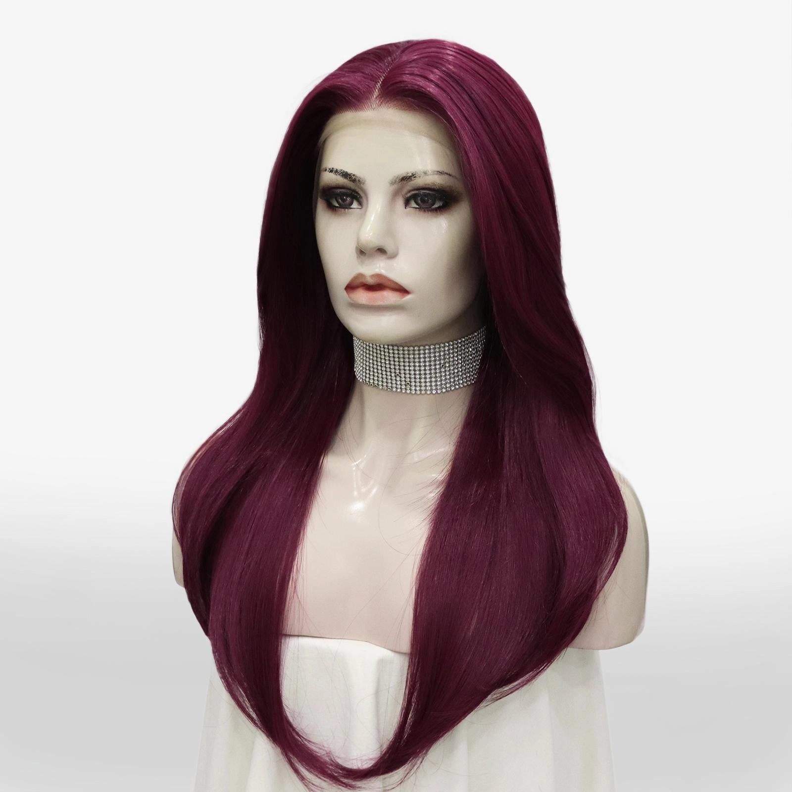IMstyle Wine red Lace Front wig 13*4 free Parting middle Lenth