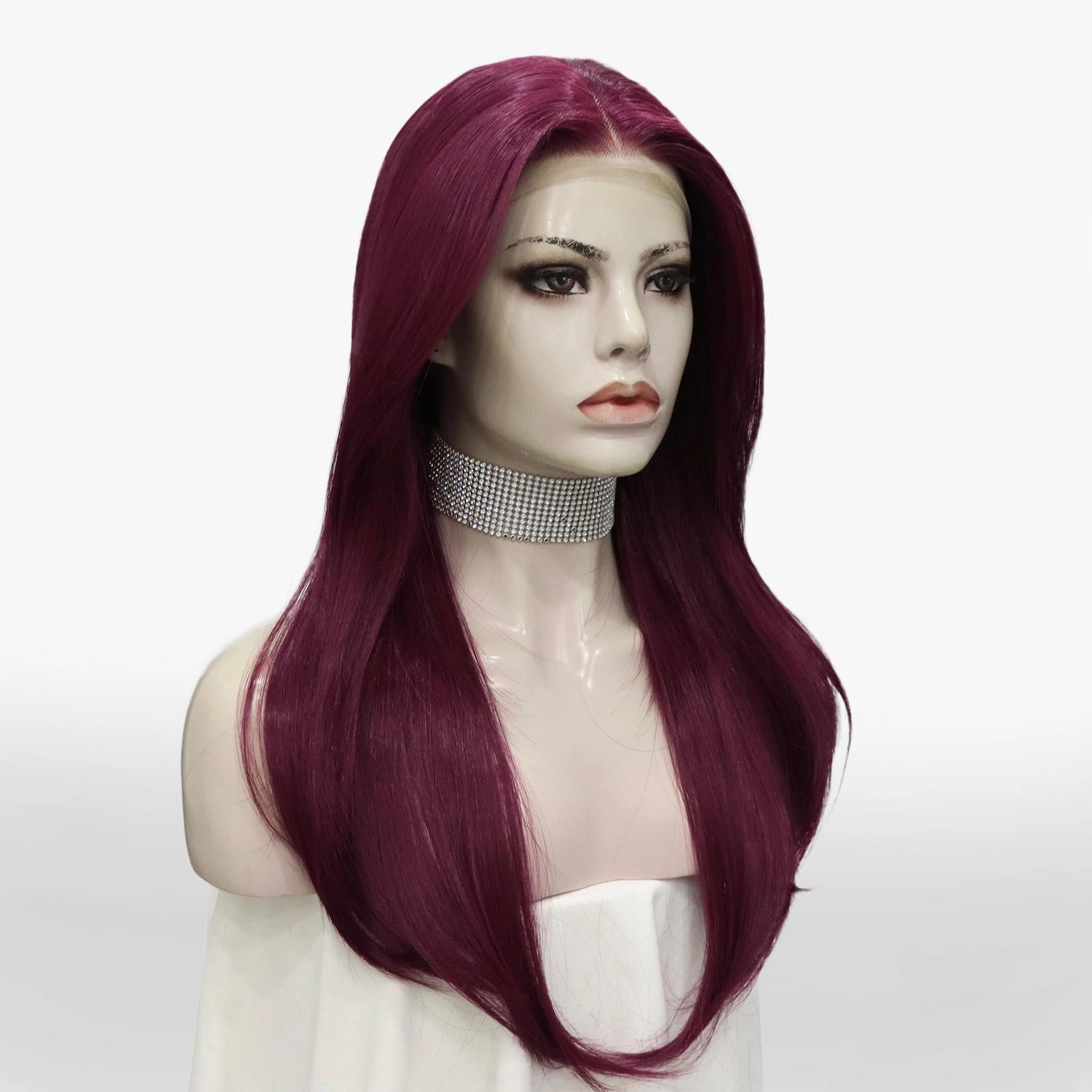 IMstyle Wine red Lace Front wig 13*4 free Parting middle Lenth