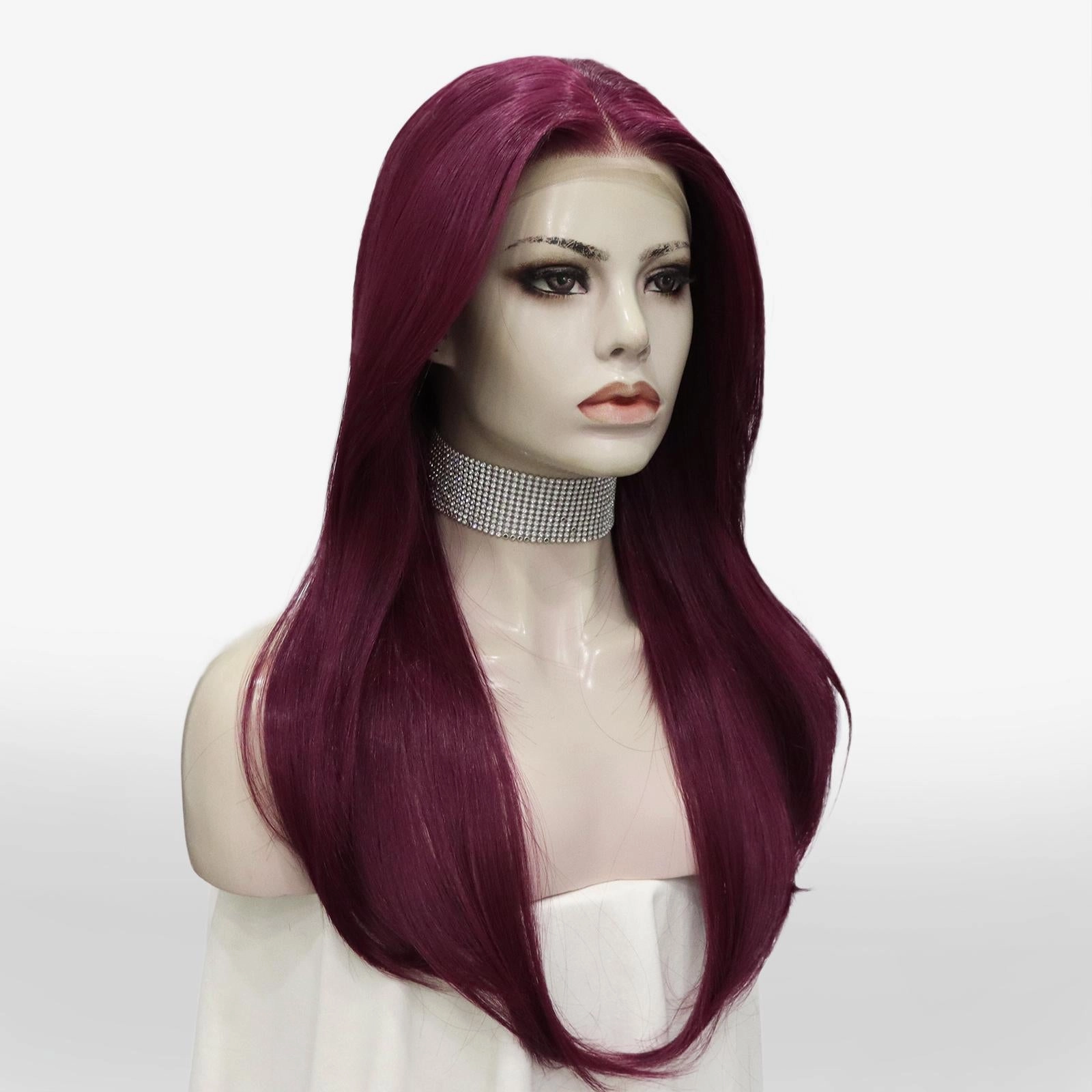 IMstyle Wine red Lace Front wig 13*4 free Parting middle Lenth