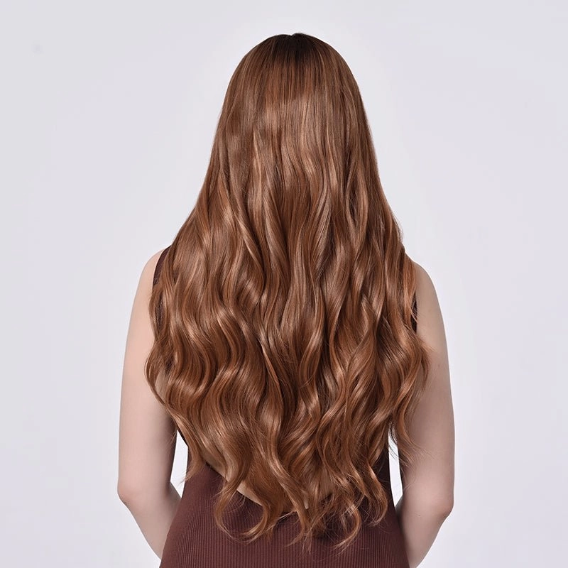 Imstylewigs 28 inches Skunk stripe orange brown body wavy lace wigs