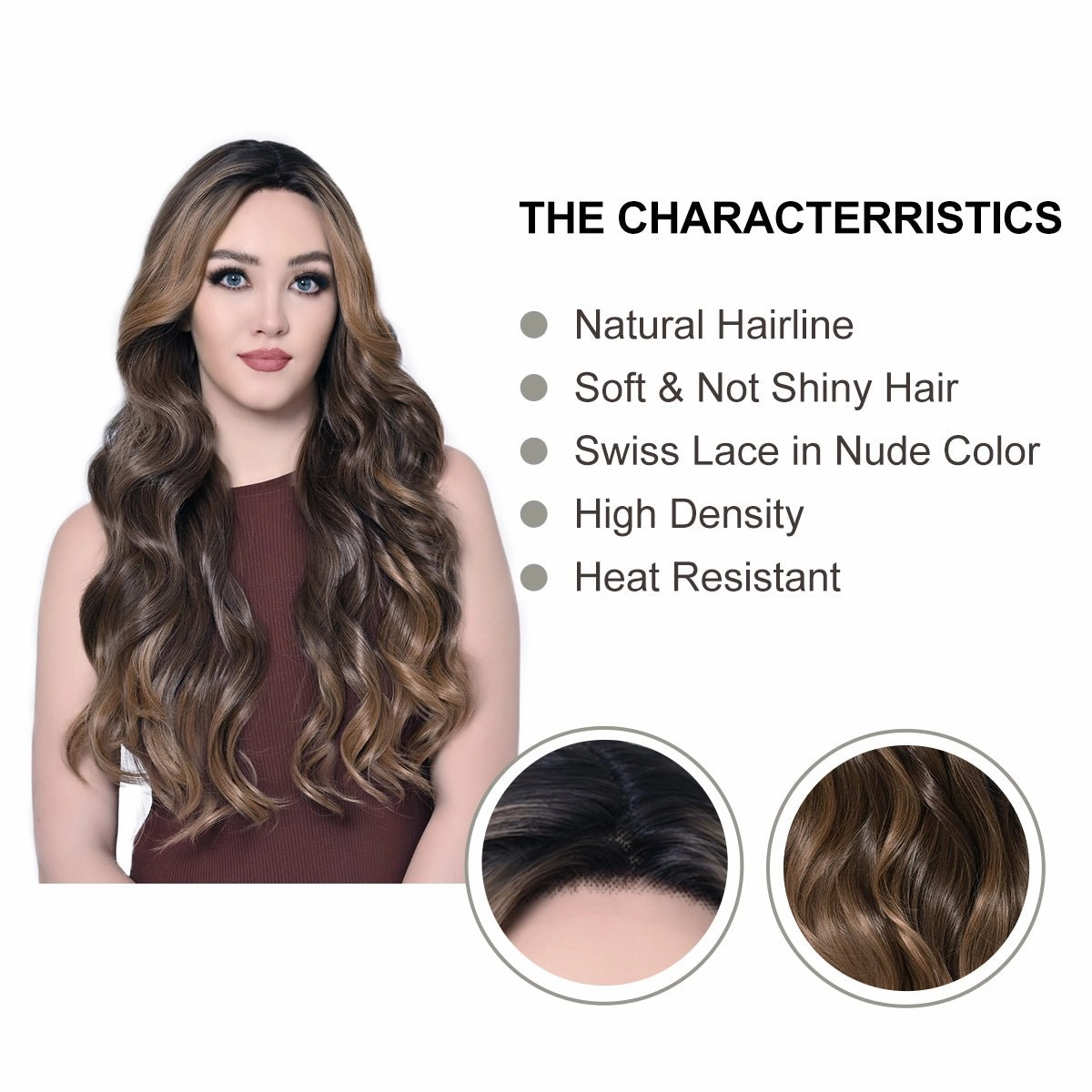 Imstylewigs-Jacqueline-26 inches Ombre chocolate brown Body Wave lace wigs
