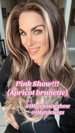 Imstylewigs Pinkshow 28 inches brown with pink highlight peachy pink Lace Front Wig