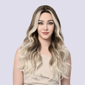 Imstylewigs-Ray-26 inches Skunk stripe ombre dark blonde lace wigs