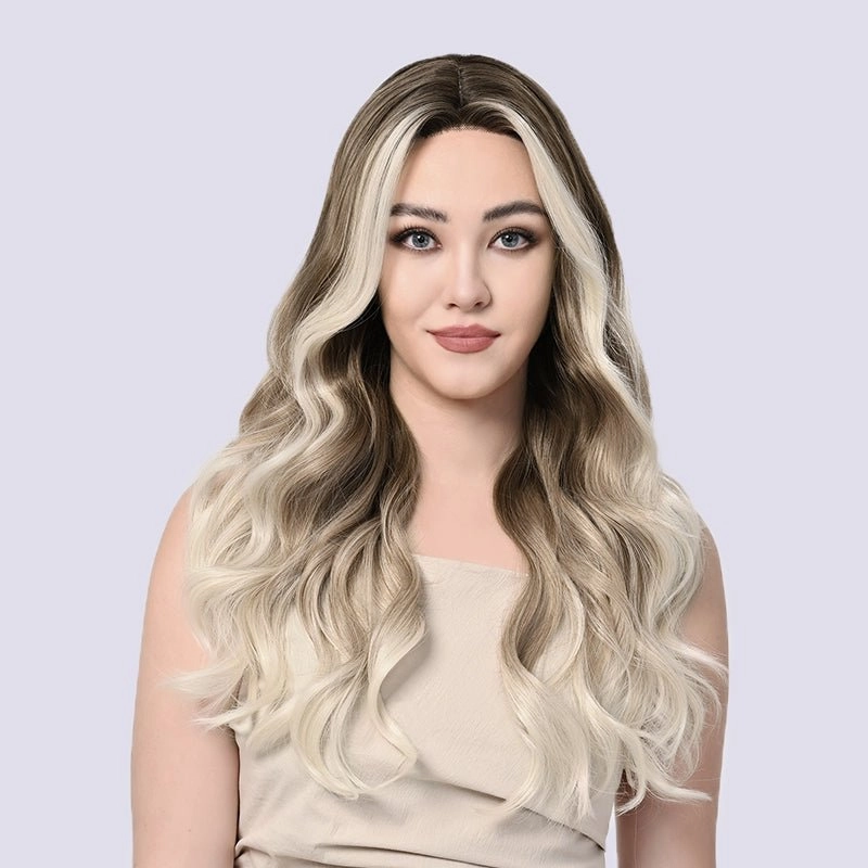 Imstylewigs-Ray-26 inches Skunk stripe ombre dark blonde lace wigs