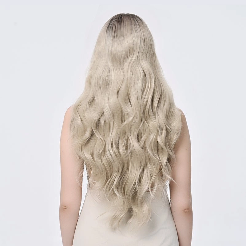 Imstylewigs Tay 32 inches Skunk stripe ombre platium blonde body wavy lace wigs