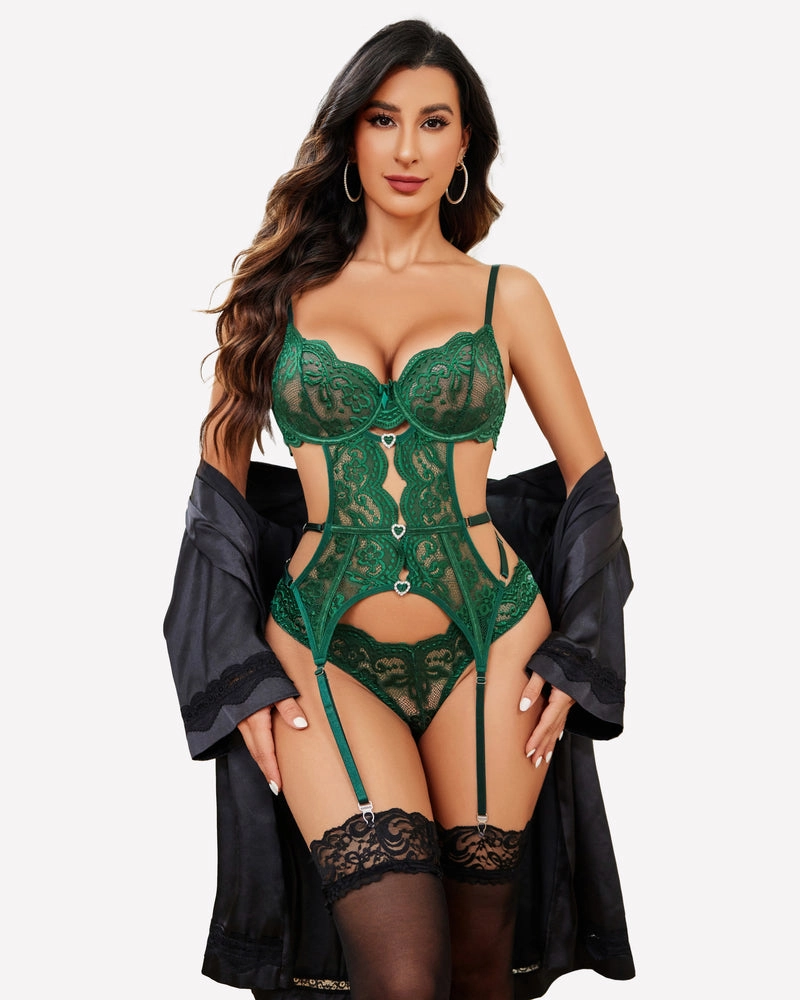 Lace Cut Out Rhinestone Corsets