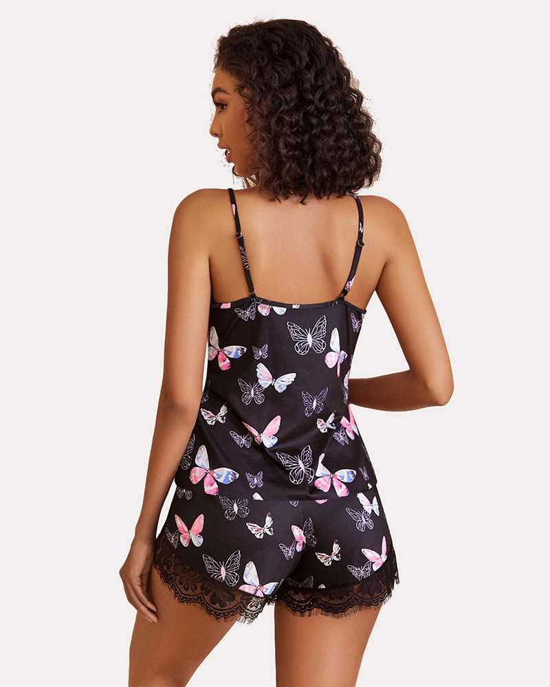 Lace Trim Short Pajama Set